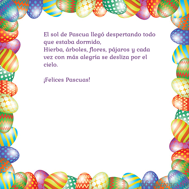 Tarjetas electrónicas de Pascua 6 El sol de Pascua llegó despertando todo que estaba Tarjetas electrónicas de Pascua 6
