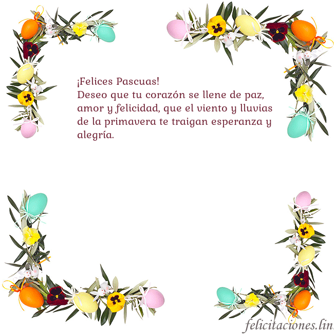 Tarjetas electrónicas de Pascua 4 ¡Felices Pascuas!
Deseo que tu corazón se llene de Tarjetas electrónicas de Pascua 4