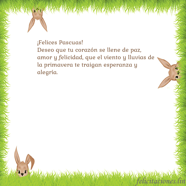 Tarjetas electrónicas de Pascua 7 ¡Felices Pascuas!
Deseo que tu corazón se llene de Tarjetas electrónicas de Pascua 7