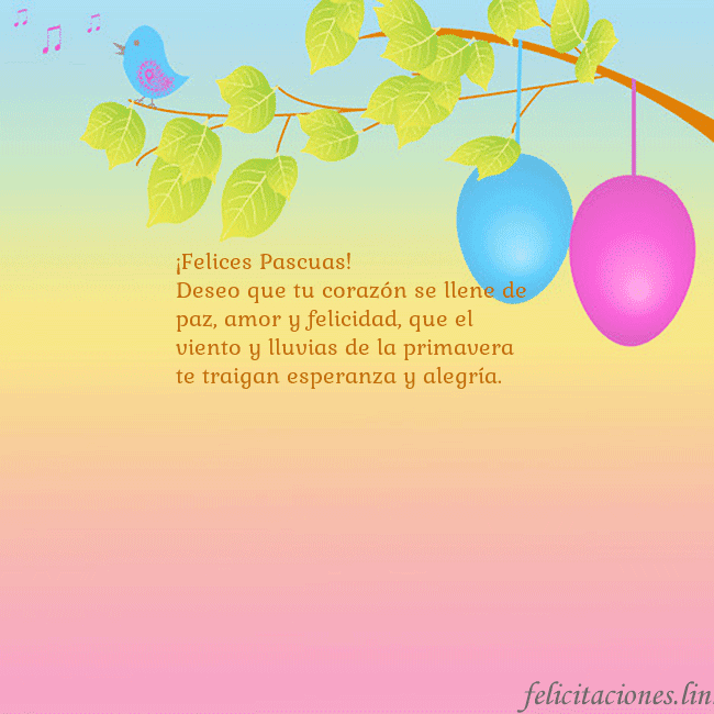 Tarjetas electrónicas de Pascua 14 ¡Felices Pascuas!
Deseo que tu corazón se llene de Tarjetas electrónicas de Pascua 14