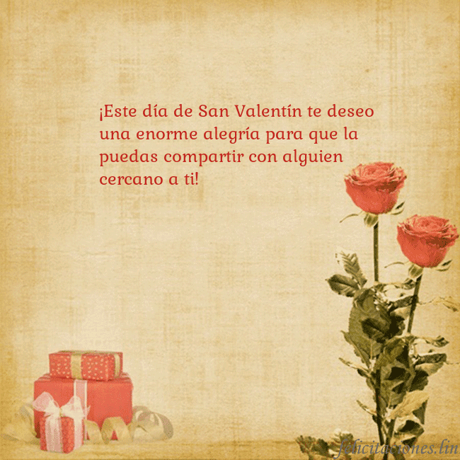 Tarjeta con rosas y regalos ¡Este día de San Valentín te deseo una enorme aleg Tarjeta con rosas y regalos