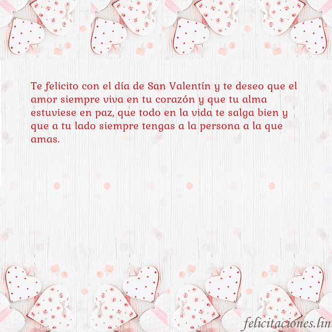 Tarjeta con corazones blancos Te felicito con el día de San Valentín y te deseo Tarjeta con corazones blancos