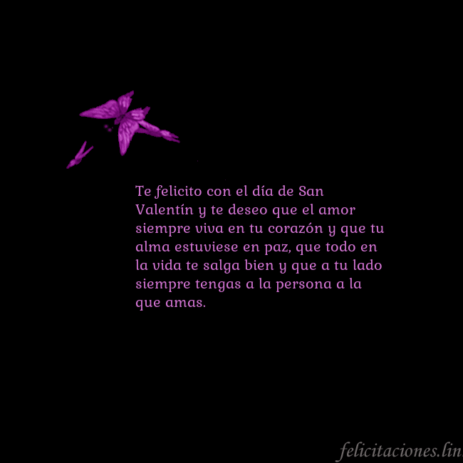 Tarjeta de cumpleaños con mariposas volando Te felicito con el día de San Valentín y te deseo Tarjeta de cumpleaños con mariposas volando