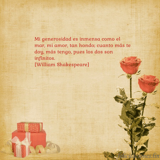 Tarjeta con rosas y regalos Mi generosidad es inmensa como el mar, mi amor, ta Tarjeta con rosas y regalos