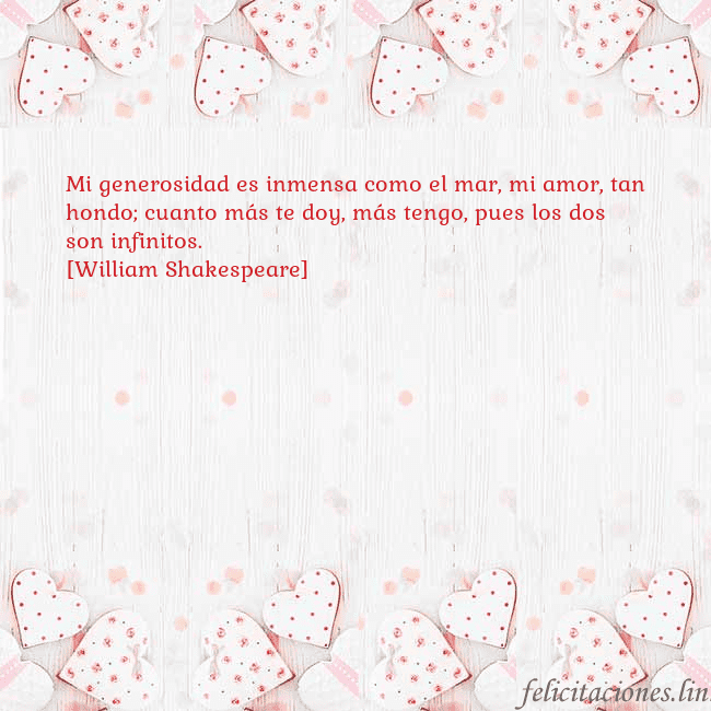 Tarjeta con corazones blancos Mi generosidad es inmensa como el mar, mi amor, ta Tarjeta con corazones blancos
