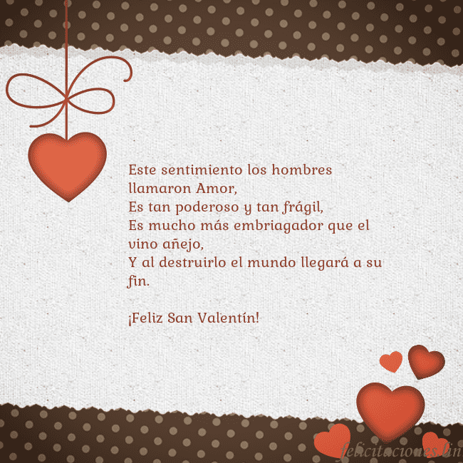 Tarjeta con corazones Este sentimiento los hombres llamaron Amor,
Es tan Tarjeta con corazones