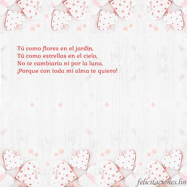 Tarjeta con corazones blancos Tú como flores en el jardín,
Tú como estrellas en Tarjeta con corazones blancos