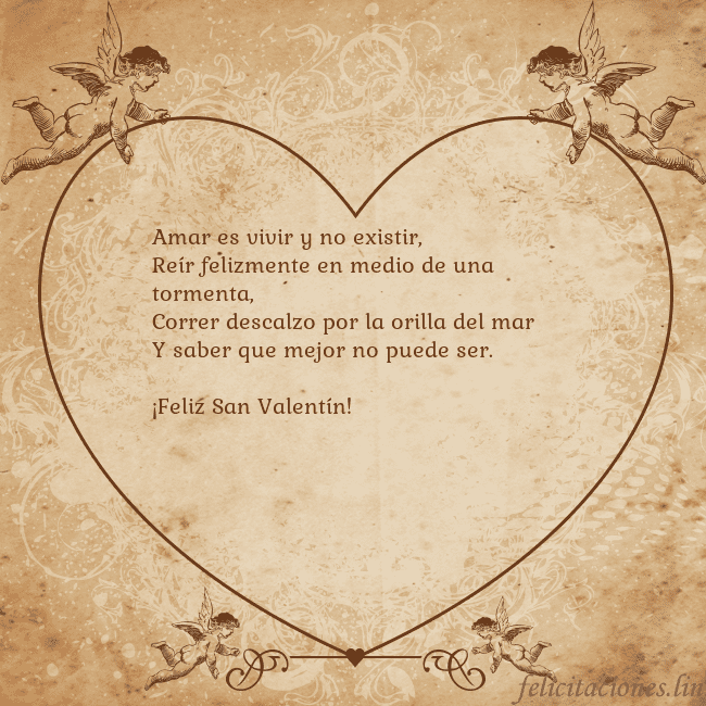 Tarjetas de San Valentín 8 Amar es vivir y no existir,
Reír felizmente en med Tarjetas de San Valentín 8