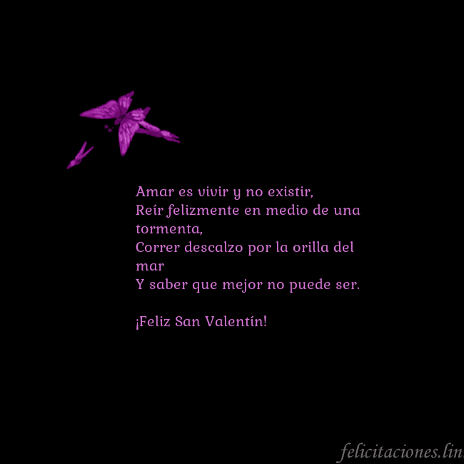 Tarjeta de cumpleaños con mariposas volando Amar es vivir y no existir,
Reír felizmente en med Tarjeta de cumpleaños con mariposas volando