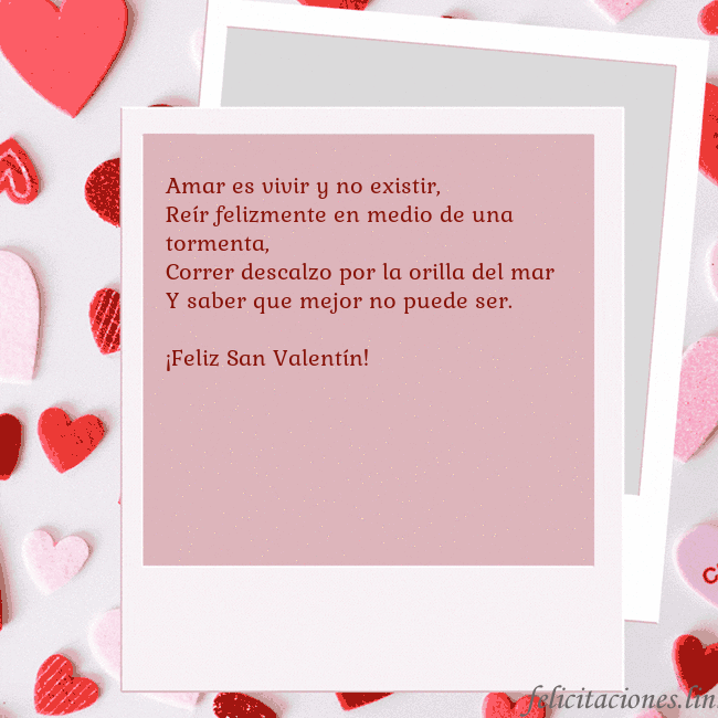 Tarjeta animada de San Valentín Amar es vivir y no existir,
Reír felizmente en med Tarjeta animada de San Valentín