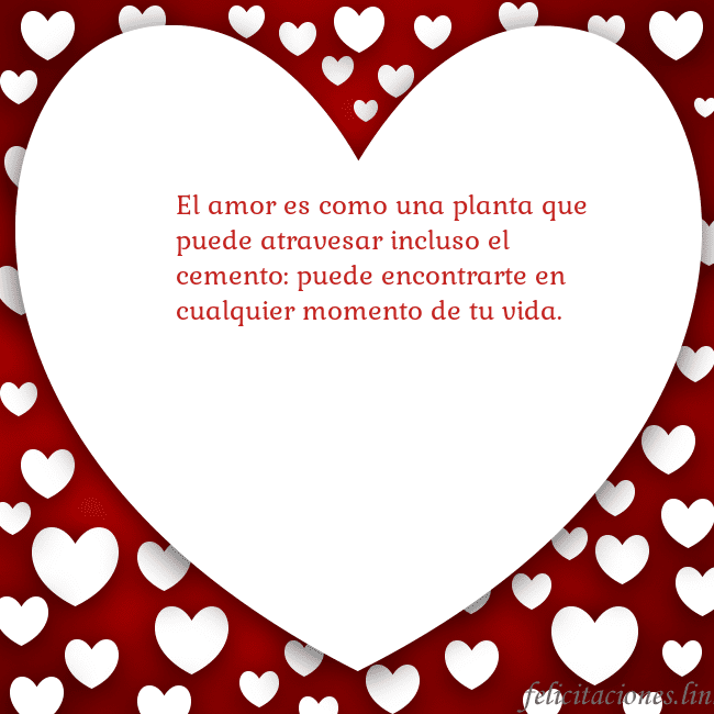 Tarjeta con un gran corazón El amor es como una planta que puede atravesar inc Tarjeta con un gran corazón