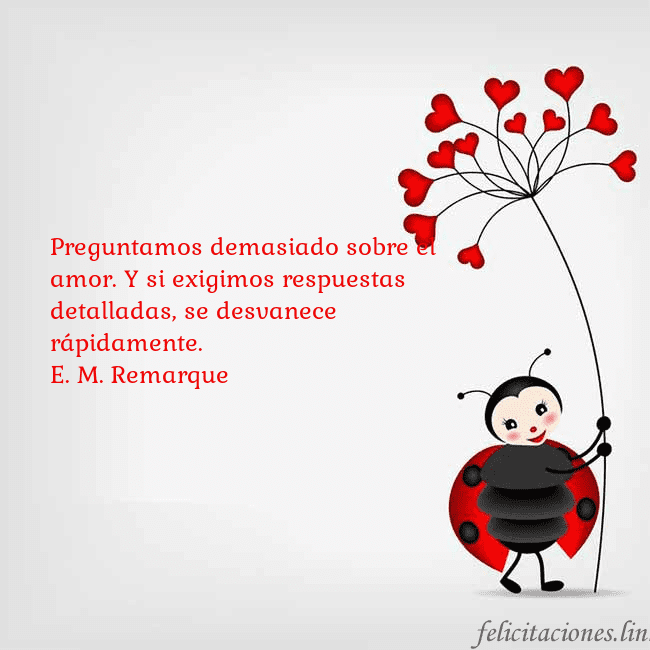 Tarjeta con mariquita Preguntamos demasiado sobre el amor. Y si exigimos Tarjeta con mariquita