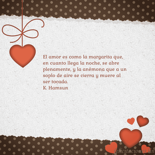 Tarjeta con corazones El amor es como la margarita que, en cuanto llega Tarjeta con corazones