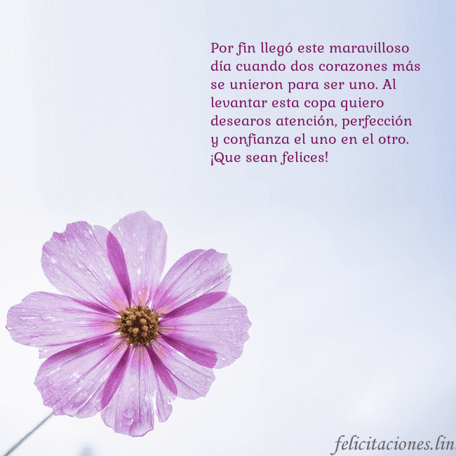 Tarjeta electrónica con flor morada Por fin llegó este maravilloso día cuando dos cora Tarjeta electrónica con flor morada