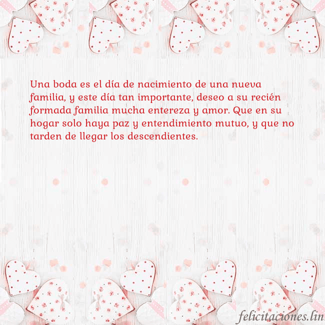 Tarjeta con corazones blancos Una boda es el día de nacimiento de una nueva fami Tarjeta con corazones blancos