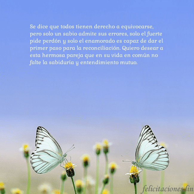Tarjeta de boda con dos mariposas Se dice que todos tienen derecho a equivocarse, pe Tarjeta de boda con dos mariposas