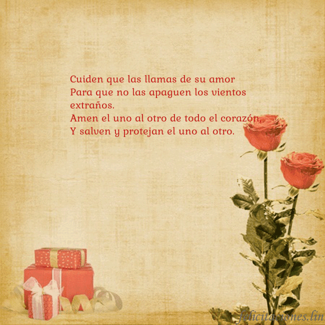 Tarjeta con rosas y regalos Cuiden que las llamas de su amor
Para que no las a Tarjeta con rosas y regalos