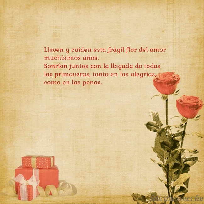 Tarjeta con rosas y regalos Lleven y cuiden esta frágil flor del amor muchísim Tarjeta con rosas y regalos
