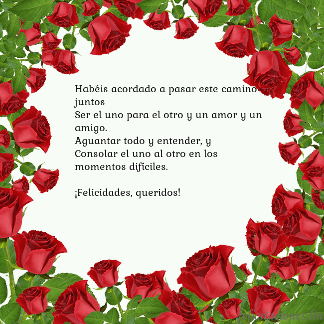 Tarjeta con con muchas rosas Habéis acordado a pasar este camino juntos
Ser el Tarjeta con con muchas rosas