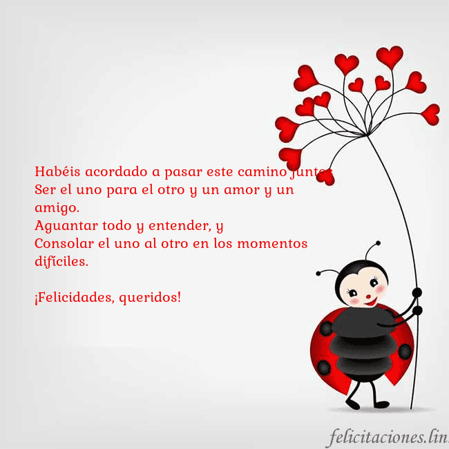 Tarjeta con mariquita Habéis acordado a pasar este camino juntos
Ser el Tarjeta con mariquita