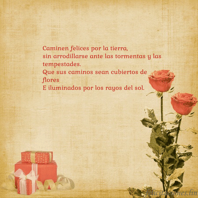 Tarjeta con rosas y regalos Caminen felices por la tierra,
sin arrodillarse an Tarjeta con rosas y regalos