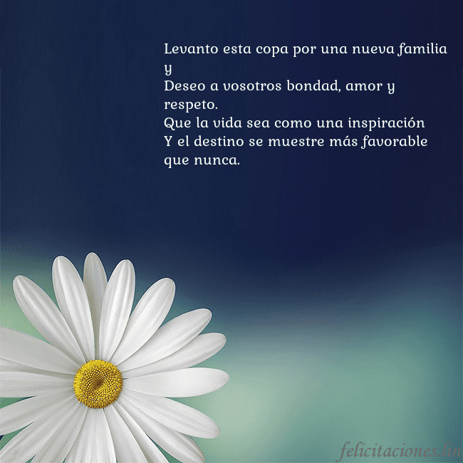 Postal con una gran margarita Levanto esta copa por una nueva familia y
Deseo a Postal con una gran margarita