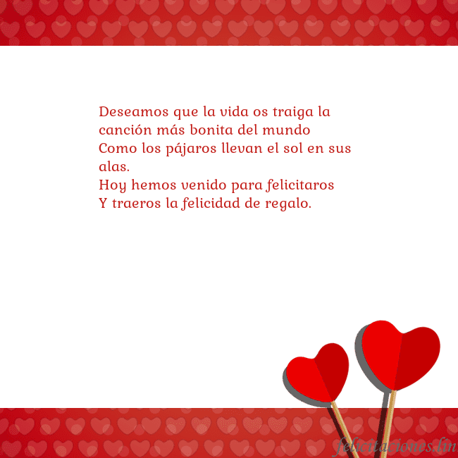 Tarjeta con corazones 2 Deseamos que la vida os traiga la canción más boni Tarjeta con corazones 2