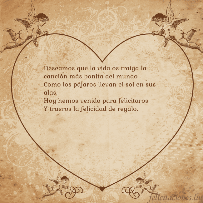 Tarjetas de San Valentín 8 Deseamos que la vida os traiga la canción más boni Tarjetas de San Valentín 8