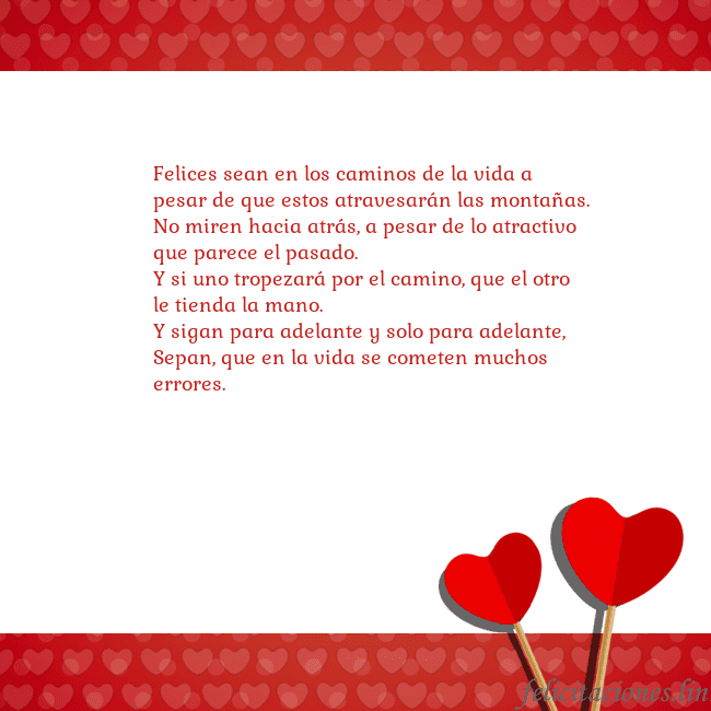 Tarjeta con corazones 2 Felices sean en los caminos de la vida a pesar de Tarjeta con corazones 2