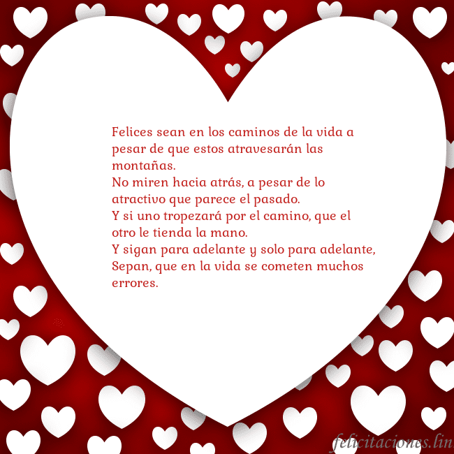 Tarjeta con un gran corazón Felices sean en los caminos de la vida a pesar de Tarjeta con un gran corazón