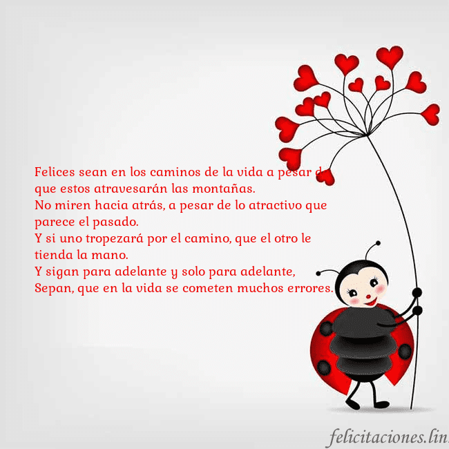 Tarjeta con mariquita Felices sean en los caminos de la vida a pesar de Tarjeta con mariquita