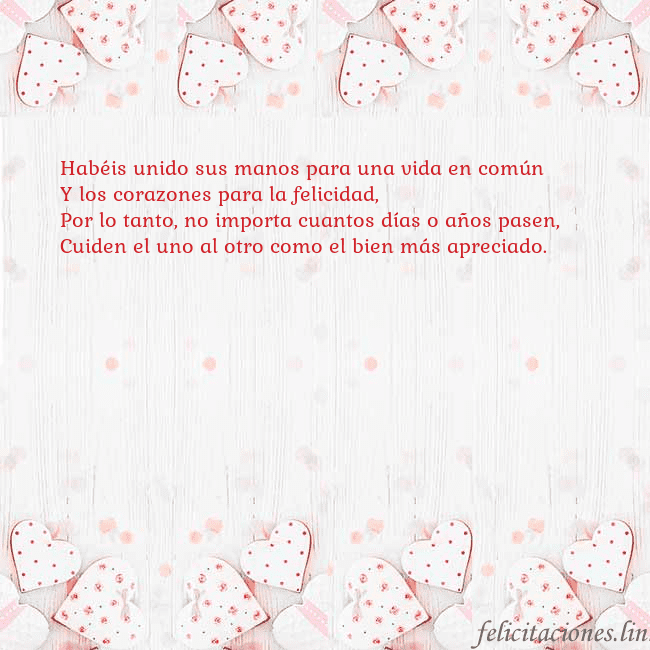 Tarjeta con corazones blancos Habéis unido sus manos para una vida en común
Y lo Tarjeta con corazones blancos