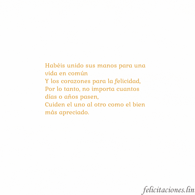 Gif animado corazón dorado Habéis unido sus manos para una vida en común
Y lo Gif animado corazón dorado