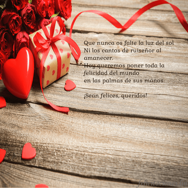 Tarjeta con con corazón rojo Que nunca os falte la luz del sol
Ni los cantos de Tarjeta con con corazón rojo