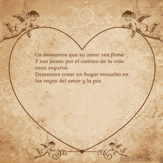 Tarjetas de San Valentín 8 Os deseamos que su amor sea firme
Y sus pasos por Tarjetas de San Valentín 8