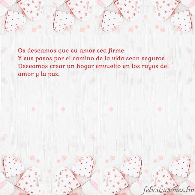 Tarjeta con corazones blancos Os deseamos que su amor sea firme
Y sus pasos por Tarjeta con corazones blancos