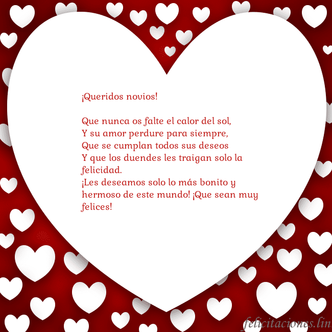 Tarjeta con un gran corazón
¡Queridos novios!
Que nunca os falte el calor de Tarjeta con un gran corazón