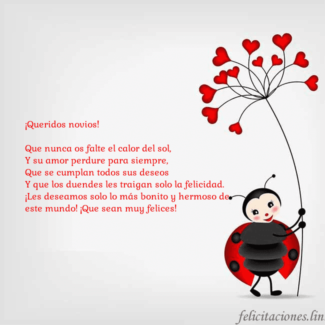 Tarjeta con mariquita
¡Queridos novios!
Que nunca os falte el calor de Tarjeta con mariquita