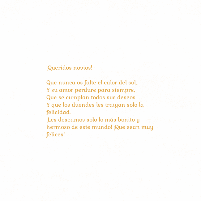 Gif animado corazón dorado
¡Queridos novios!
Que nunca os falte el calor de Gif animado corazón dorado