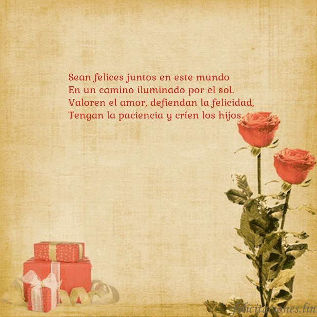 Tarjeta con rosas y regalos Sean felices juntos en este mundo
En un camino ilu Tarjeta con rosas y regalos