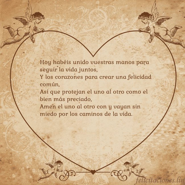 Tarjetas de San Valentín 8 Hoy habéis unido vuestras manos para seguir la vid Tarjetas de San Valentín 8
