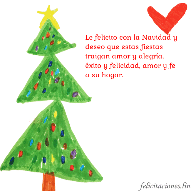 Tarjeta con un árbol de Navidad pintado y un corazón