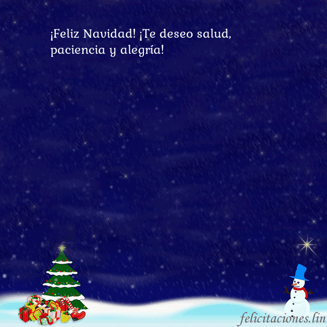 Tarjeta de felicitación con un muñeco de nieve, un árbol de Navidad y regalos