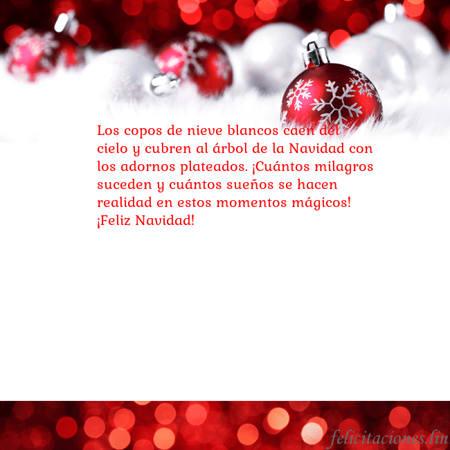 Tarjeta con juguetes de Navidad rojos Los copos de nieve blancos caen del cielo y cubren Tarjeta con juguetes de Navidad rojos