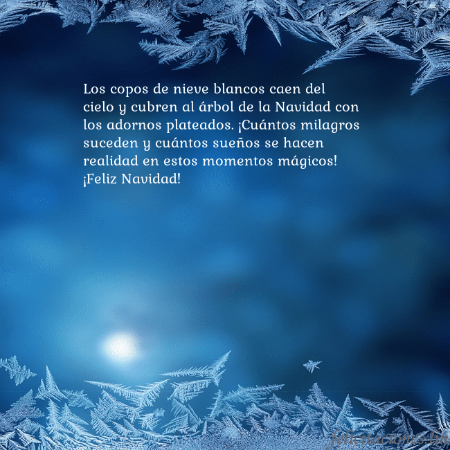 Tarjeta azul con escarcha Los copos de nieve blancos caen del cielo y cubren Tarjeta azul con escarcha