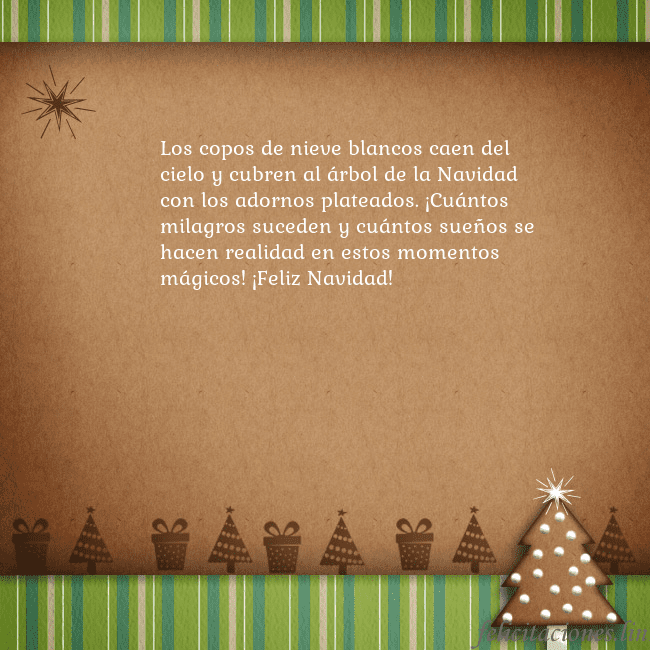 Tarjeta con un árbol de pan de jengibre Los copos de nieve blancos caen del cielo y cubren Tarjeta con un árbol de pan de jengibre