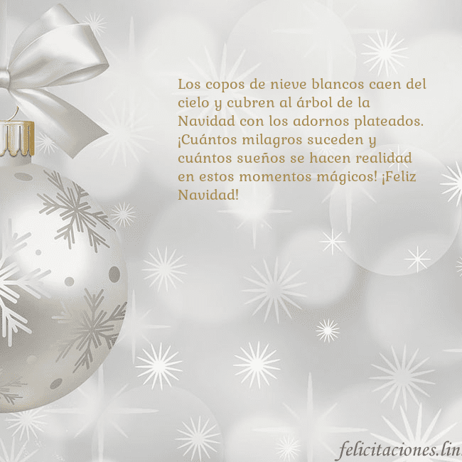 Tarjeta de felicitación con un árbol de Navidad plateado Los copos de nieve blancos caen del cielo y cubren Tarjeta de felicitación con un árbol de Navidad plateado