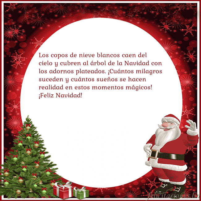 Tarjeta de felicitación con escarcha vieja y regalos Los copos de nieve blancos caen del cielo y cubren Tarjeta de felicitación con escarcha vieja y regalos