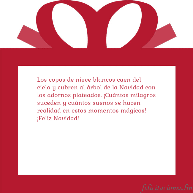 Tarjeta de felicitación - un regalo rojo Los copos de nieve blancos caen del cielo y cubren Tarjeta de felicitación - un regalo rojo