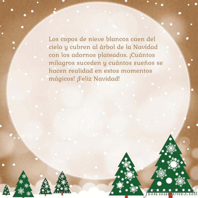Tarjeta con una gran luna Los copos de nieve blancos caen del cielo y cubren Tarjeta con una gran luna